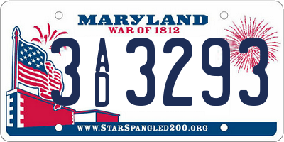 MD license plate 3AD3293