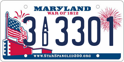 MD license plate 3AD3301