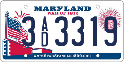 MD license plate 3AD3319