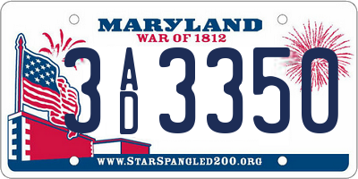 MD license plate 3AD3350
