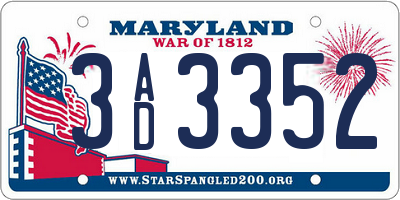 MD license plate 3AD3352