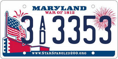 MD license plate 3AD3353