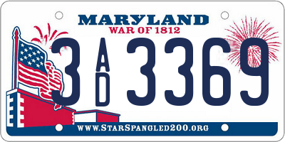 MD license plate 3AD3369