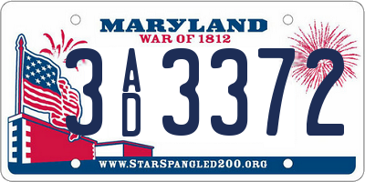 MD license plate 3AD3372