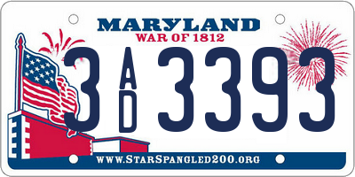 MD license plate 3AD3393