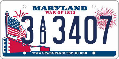 MD license plate 3AD3407
