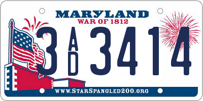 MD license plate 3AD3414