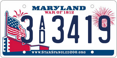 MD license plate 3AD3419