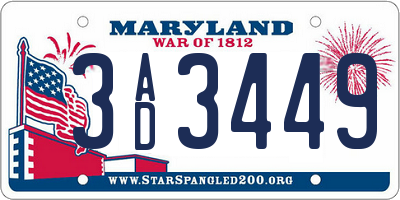 MD license plate 3AD3449