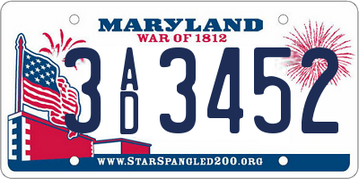 MD license plate 3AD3452