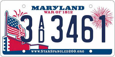 MD license plate 3AD3461