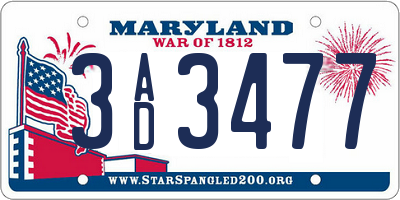 MD license plate 3AD3477