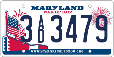 MD license plate 3AD3479