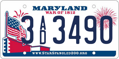MD license plate 3AD3490