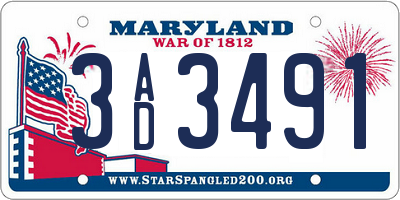 MD license plate 3AD3491