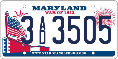 MD license plate 3AD3505