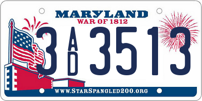 MD license plate 3AD3513