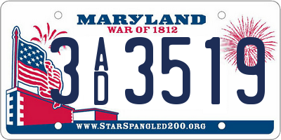 MD license plate 3AD3519
