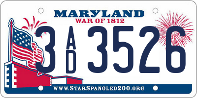 MD license plate 3AD3526