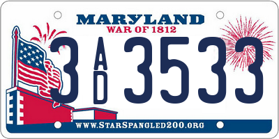 MD license plate 3AD3533