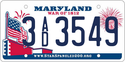 MD license plate 3AD3549