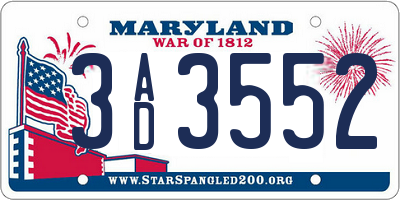 MD license plate 3AD3552