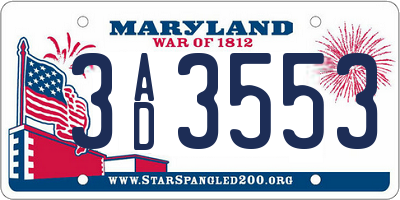 MD license plate 3AD3553