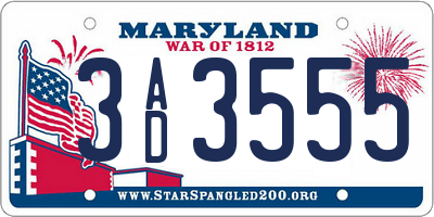 MD license plate 3AD3555