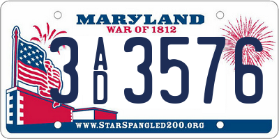 MD license plate 3AD3576