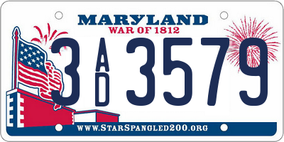 MD license plate 3AD3579