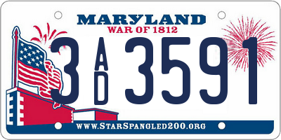 MD license plate 3AD3591