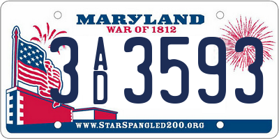 MD license plate 3AD3593