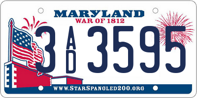 MD license plate 3AD3595