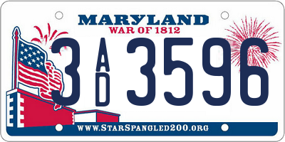 MD license plate 3AD3596