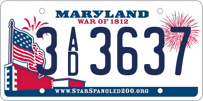 MD license plate 3AD3637