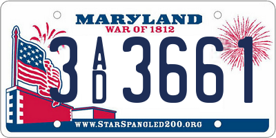 MD license plate 3AD3661