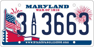 MD license plate 3AD3663