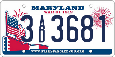 MD license plate 3AD3681