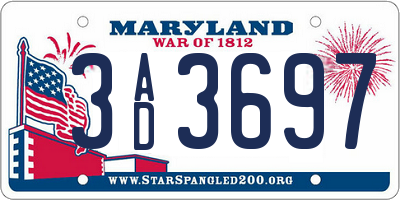 MD license plate 3AD3697