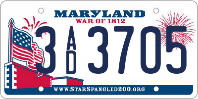 MD license plate 3AD3705