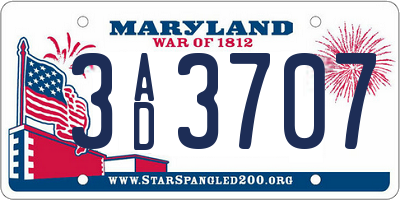 MD license plate 3AD3707
