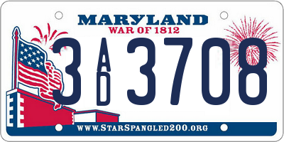 MD license plate 3AD3708