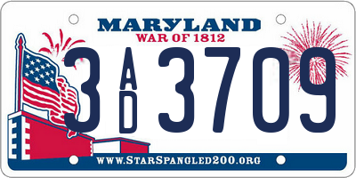 MD license plate 3AD3709