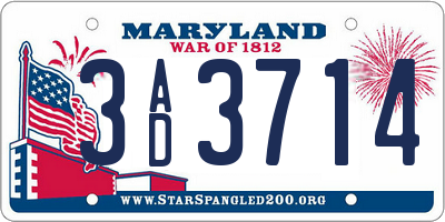 MD license plate 3AD3714