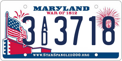 MD license plate 3AD3718