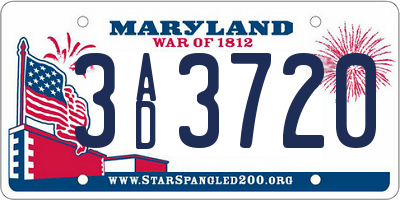 MD license plate 3AD3720