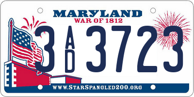 MD license plate 3AD3723