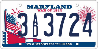MD license plate 3AD3724