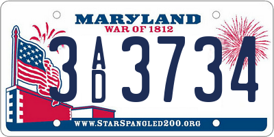 MD license plate 3AD3734