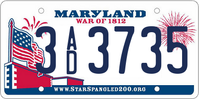 MD license plate 3AD3735